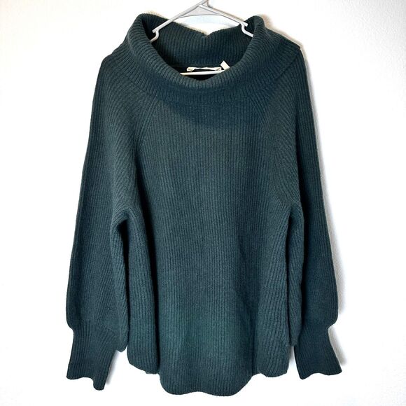 Soft Surroundings Sz-1X Calanthe Green Cashmere Pullover Cowl Neck Sweater - Picture 1 of 10